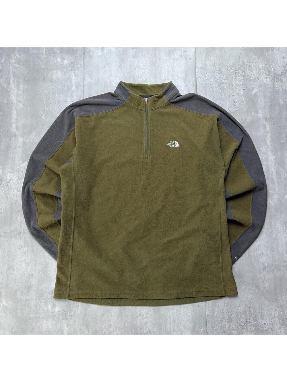 Y2K Olive Green The North Face Fleece Quarter Zip Sweater